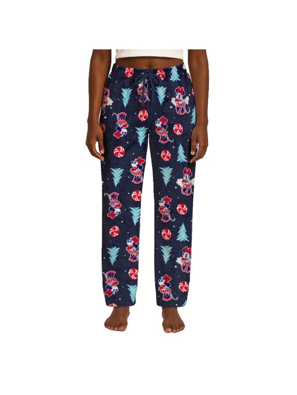 Womens Disney Minnie Mouse Soft Plush Fleece Pajama Pants Winter Cozy Medium